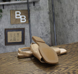 Journee Collection Womens Brinsley Slingback Flat Sandals Patent Nude Brown 8W