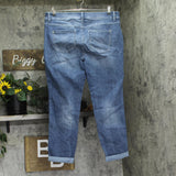 INC International Concepts Boyfriend Rolled 2-Button Denim Jeans Blue Wash 14W