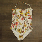 Onshore Bandeau One Piece Swimsuit with Removable Strap Ivory Off White Multi 14