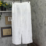 Dotti Womens Cotton Openwork Dot Drawstring-Waist Pants 85289 White XL