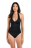 La Blanca Womens Standard Island Goddess Halter Tankini Swim Top LB0IG84 Black 6