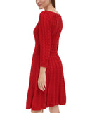 Jessica Howard Womens Cable-Knit Fit Flare Sweater Dress JH3M4915 Flare Red XL