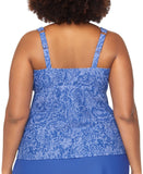 Raisins Curve Plus Tanzania Printed Plunge-Neck Tankini Swim Top Slate Blue 18W