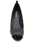 Kenneth Cole Reaction Womens Elinor Mid Wedge Pumps Peep Toe Black Patent 10M