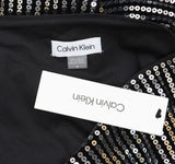 Calvin Klein Womens Sequin Embellished Velvet Shift Dress Black / Silver 14