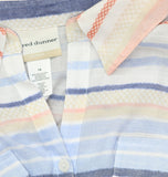 Alfred Dunner 3/4 Sleeve Button Down Striped Dress Shirt Blouse White Multi 1X