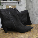 A New Day Womens Faux Suede Justice Mid Calf Heeled Boots Black 9M-WC
