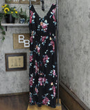 Xhilaration Floral Print Sleeveless V-Neck Belted Button-Front Jumpsuit Black S