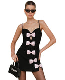 Avec Les Filles Sweetheart Bow Trim Sleeveless Mini Dress Black / Pink 8