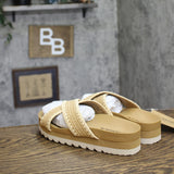 Bearpaw Carina Platform Slide Sandal 1009136951 Natural Brown 9M