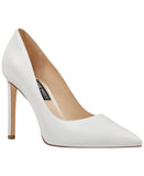 Nine West Womens Tatiana Stiletto Pointy Toe Dress Pumps White Leather 8M