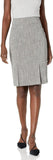 Kasper Women's Crossdye Linen Blend Seamed Skirt 10770092 Black / Ivory 14