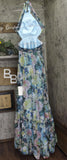 Mac Duggal Floral Metallic Embellished Halter Neck Gown Pastel Multi Blue 4