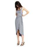 And Now This Scoop Neck Side Tie Wrap Knit Midi Tank Dress Heather Gray L
