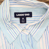 Lands' End Roll Sleeve C-Lin Button Up Shirt 498789-Sample White / Blue Stripe M