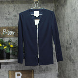Calvin Klein Womens Stretch Crepe Zip Front Jacket 44C442G Dark Sapphire Blue XS