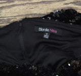 Blondie Nites Juniors Sequin Balloon-Sleeve Mini Dress 4974BN Black 17