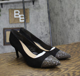 On 34th Womens Jeules Pointed-Toe Slip-On Pumps 10019803700 Black Microsuede 11M