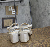 Easy Spirit Womens Daana Block Heel Sandals SEDAANA2 Silver Brown / Natural 7M