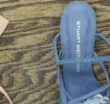 Stuart Weitzman Womens Belize 50 Sandal Pump Heeled SI662 Washed Blue 7.5B