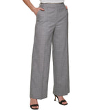Calvin Klein Womens Petite Houndstooth Plaid Wide-Leg Pants T26P8784