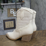 DV Dolce Vita Leather Pull-On Pointed Toe Western Booties Ivory Off White 8M