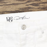 DG2 by Diane Gilman Virtual Stretch Beaded Accent Skinny Jeans White 10 Tall