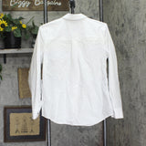 Attitudes by Renee Button Front Shirt with Color Blocking White / Black XS