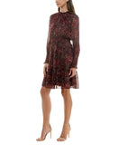 Taylor Womens Petite Long-Sleeve Chiffon Dress 3109P Crimson / Black 10P