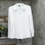 Alfani Womens Button Up Woven Long Sleeve Dress Shirt White M