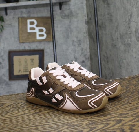 Steve Madden Womens Optimus Lace-Up Sneakers OPTI07S1 Brown Multi 7M