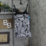 Swim Solutions Princess Swim Dress One Piece Swim Leafing Matter Black White 12