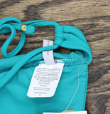 Becca Womens Modern Edge Mira Rib U Buckle Halter Swim Top Peacock Blue Green D