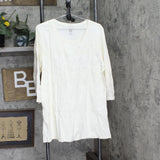Isaac Mizrahi Live! Womens Pima Cotton Tunic w/  Side Slits Cream Off White XL