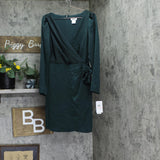 DKNY Womens Faux-Wrap Puff-Sleeve V-Neck Dress DD4HTC02 Pine Green 10
