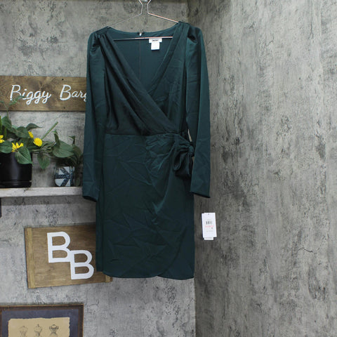 DKNY Womens Faux-Wrap Puff-Sleeve V-Neck Dress DD4HTC02 Pine Green 10