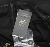 Adrianna Papell Womens Off the Shoulder Beaded Taffeta Gown Black / Gold 4