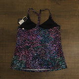 Island Escape Womens Printed Racerback Underwire Tankini Top Swim Black Multi 8
