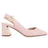 Jones New York Womens Slingback Block Heel Pumps Croc Blush Pink 6.5M