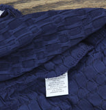 NY Collection Womens Textured 3/4 Sleeve Honeycomb Henley Top Dark Blue M