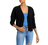 Aqua Womens Front Button Long Sleeve Cashmere V-Neck Cardigan Sweater Black XL