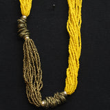Womens Seed Bead Twisted Wire Cluster Necklace Yellow / Copper Brown 36" + 2"