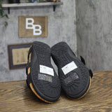 Bearpaw II Hook & Loop Microsuede Cork Footbed Gladiator Sandals Black 10W