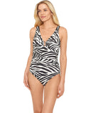 Lauren Ralph Lauren Over-The-Shoulder One-Piece Swimsuit Zebra Black Multi 8