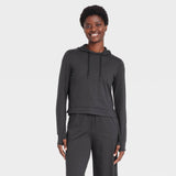 All In Motion Womens Soft Stretch Hooded Sweatshirt 90612705 Heathered Black XL