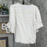 Unbranded Womens Woven Bell Sleeve Blouse Shirt Top Brown Gray See Measurements