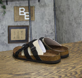 White Mountain Womens Harrington Footbed Sandal Strappy Black / Nubuk 9M