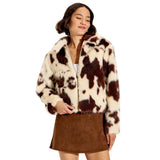 Wild Fable Womens Faux Fur Jacket Coat 94672589 Light Brown Cow 2XS