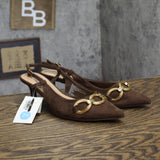 A New Day Womens Tabitha Oversized Chain Sling Back Heels 94305246 Brown 7.5M