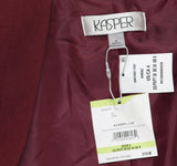 Kasper Stretch Crepe Open Collarless Zip Pocket Jacket Blazer Shiraz Red 4